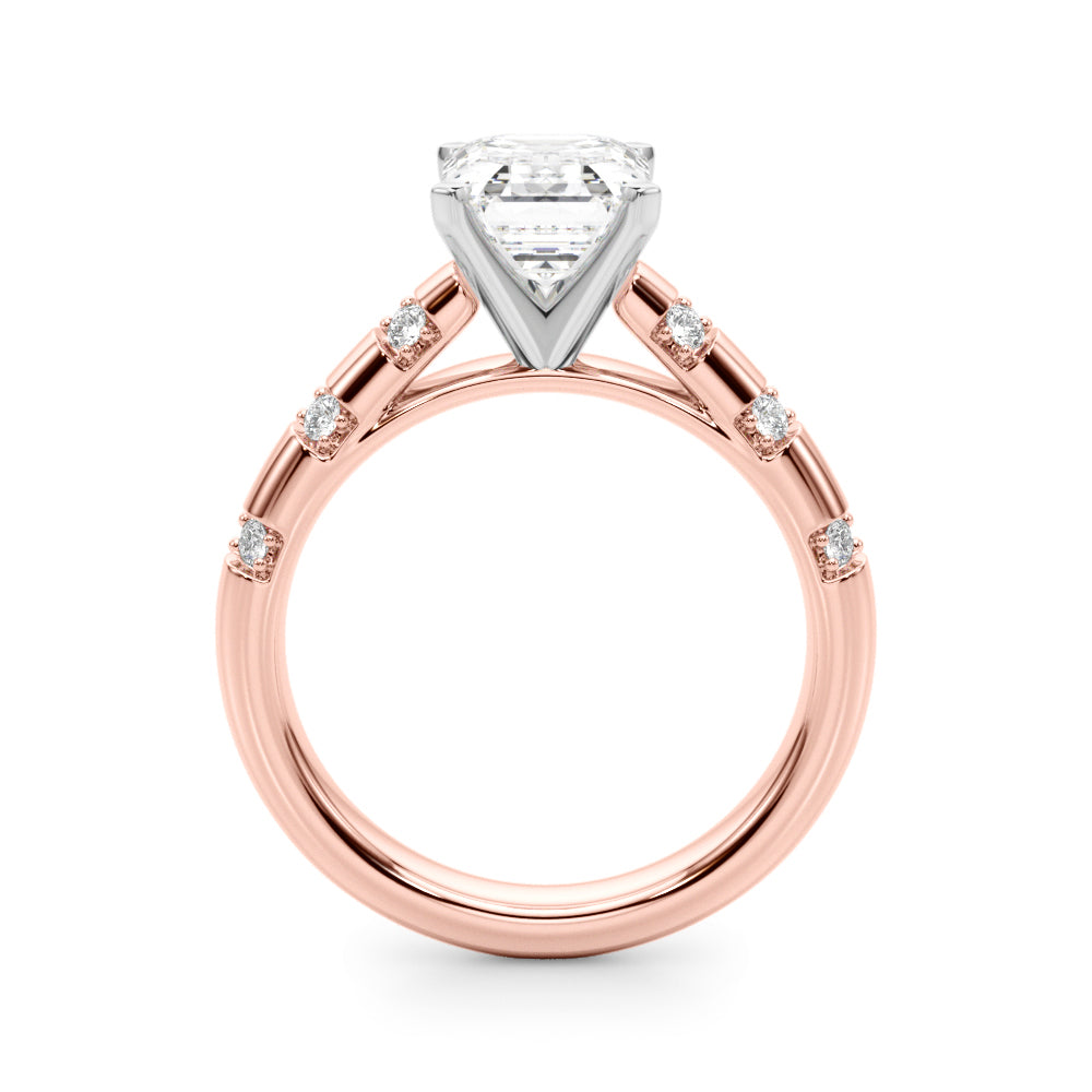 Artisan Sidestone Round Diamond Engagement Ring in 10K/14K gold and platinum with certified lab-grown or natural diamonds