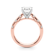 Artisan Sidestone Round Diamond Engagement Ring in 10K/14K gold and platinum with certified lab-grown or natural diamonds