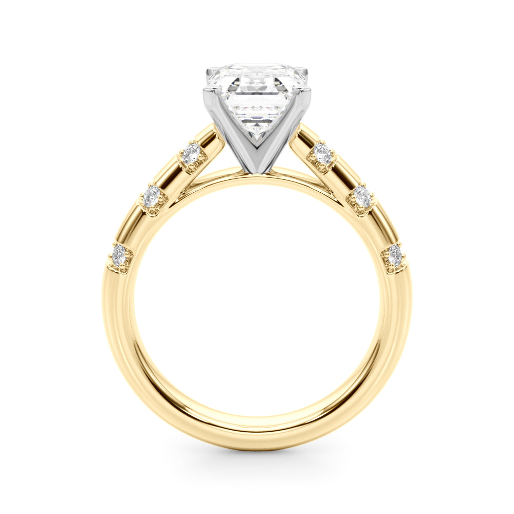 Artisan Sidestone Round Diamond Engagement Ring in 10K/14K gold and platinum with certified lab-grown or natural diamonds