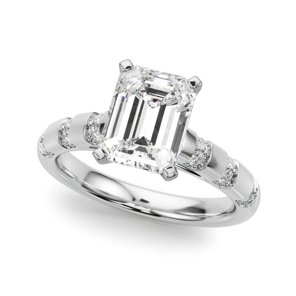 Artisan Sidestone Round Diamond Engagement Ring in 10K/14K gold and platinum with certified lab-grown or natural diamonds