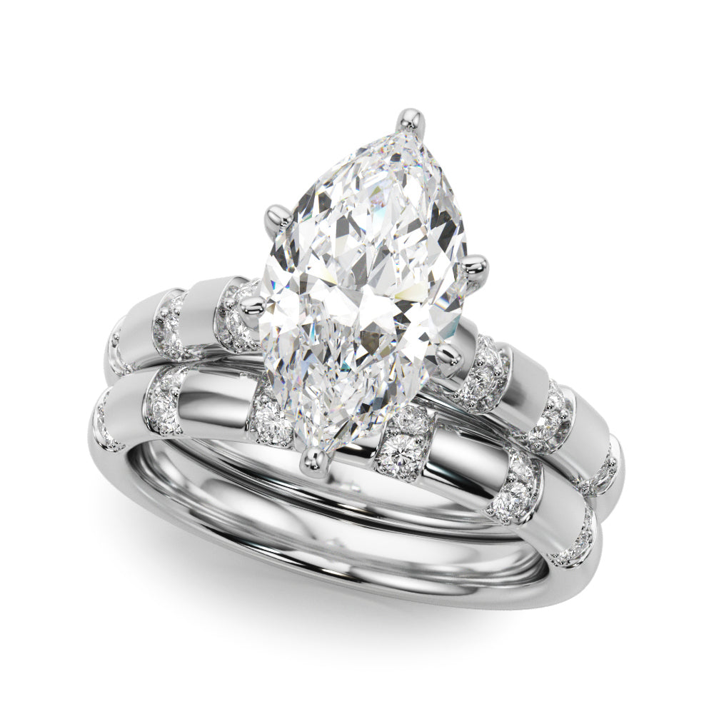 Artisan Sidestone Round Diamond Engagement Ring in 10K/14K gold and platinum with certified lab-grown or natural diamonds