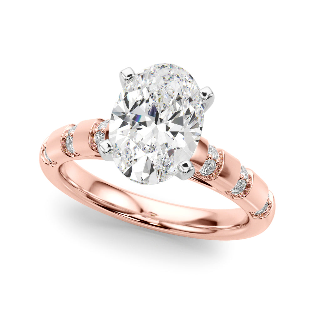 Artisan Sidestone Round Diamond Engagement Ring in 10K/14K gold and platinum with certified lab-grown or natural diamonds
