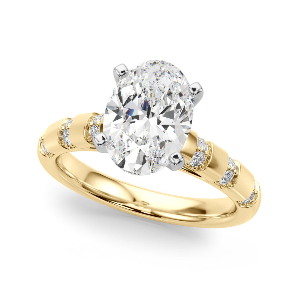 Artisan Sidestone Round Diamond Engagement Ring in 10K/14K gold and platinum with certified lab-grown or natural diamonds