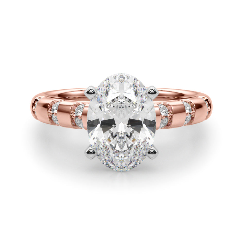 Artisan Sidestone Round Diamond Engagement Ring in 10K/14K gold and platinum with certified lab-grown or natural diamonds