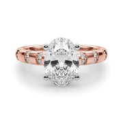 Artisan Sidestone Round Diamond Engagement Ring in 10K/14K gold and platinum with certified lab-grown or natural diamonds