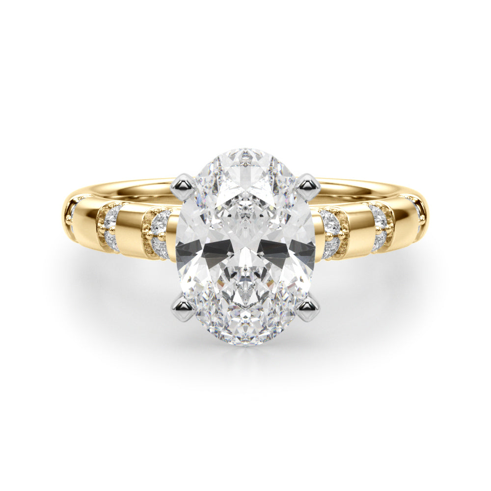 Artisan Sidestone Round Diamond Engagement Ring in 10K/14K gold and platinum with certified lab-grown or natural diamonds
