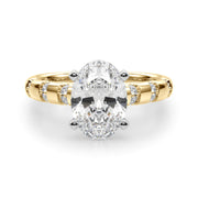Artisan Sidestone Round Diamond Engagement Ring in 10K/14K gold and platinum with certified lab-grown or natural diamonds