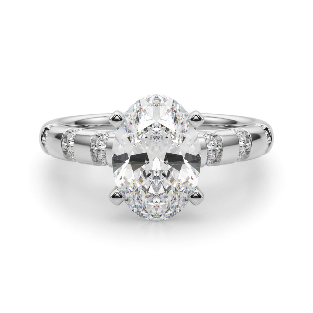Artisan Sidestone Round Diamond Engagement Ring in 10K/14K gold and platinum with certified lab-grown or natural diamonds
