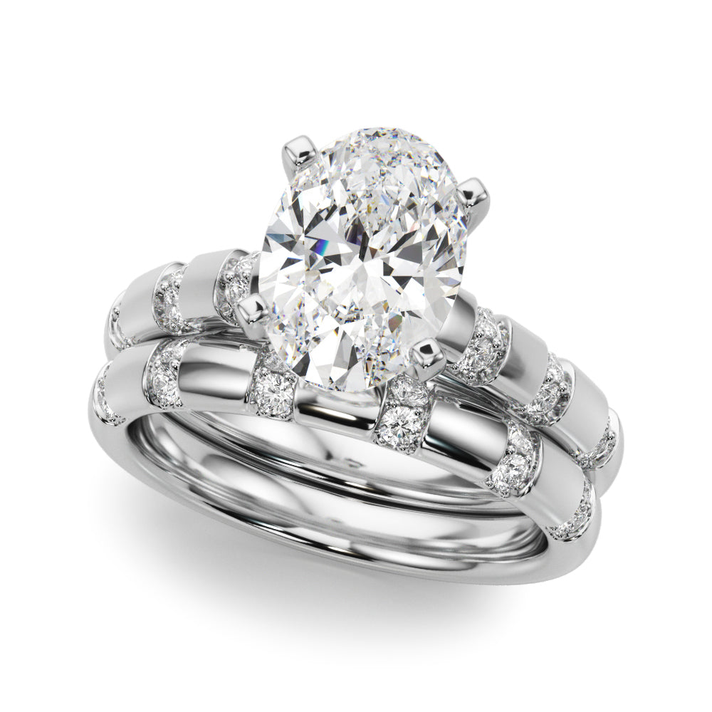 Artisan Sidestone Round Diamond Engagement Ring in 10K/14K gold and platinum with certified lab-grown or natural diamonds