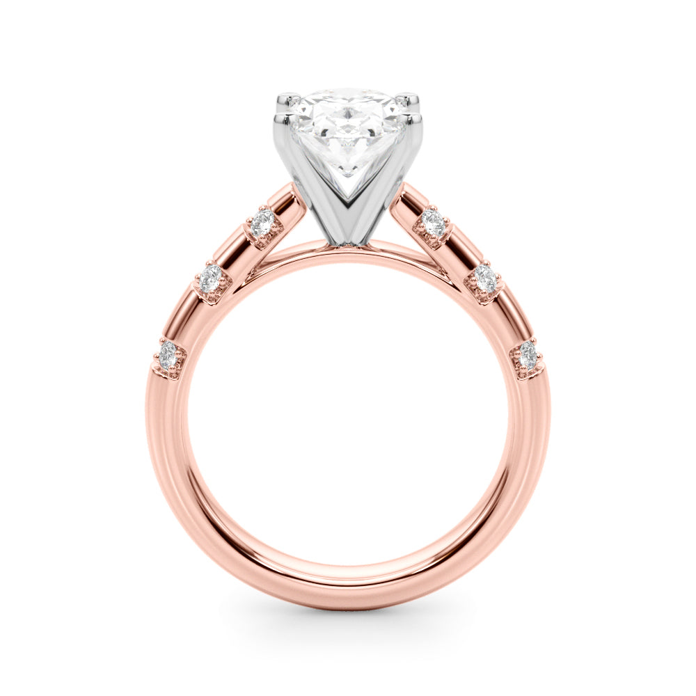 Artisan Sidestone Round Diamond Engagement Ring in 10K/14K gold and platinum with certified lab-grown or natural diamonds