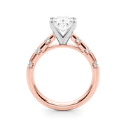 Artisan Sidestone Round Diamond Engagement Ring in 10K/14K gold and platinum with certified lab-grown or natural diamonds