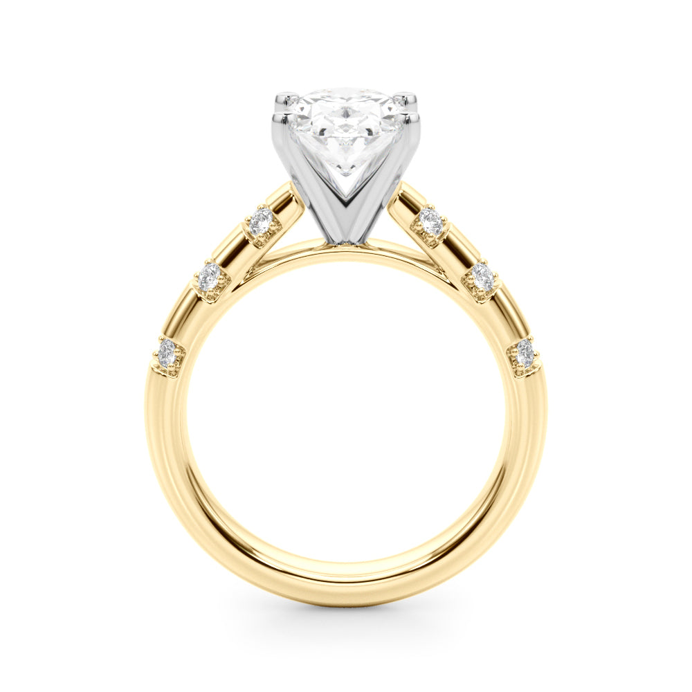 Artisan Sidestone Round Diamond Engagement Ring in 10K/14K gold and platinum with certified lab-grown or natural diamonds
