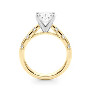 Artisan Sidestone Round Diamond Engagement Ring in 10K/14K gold and platinum with certified lab-grown or natural diamonds