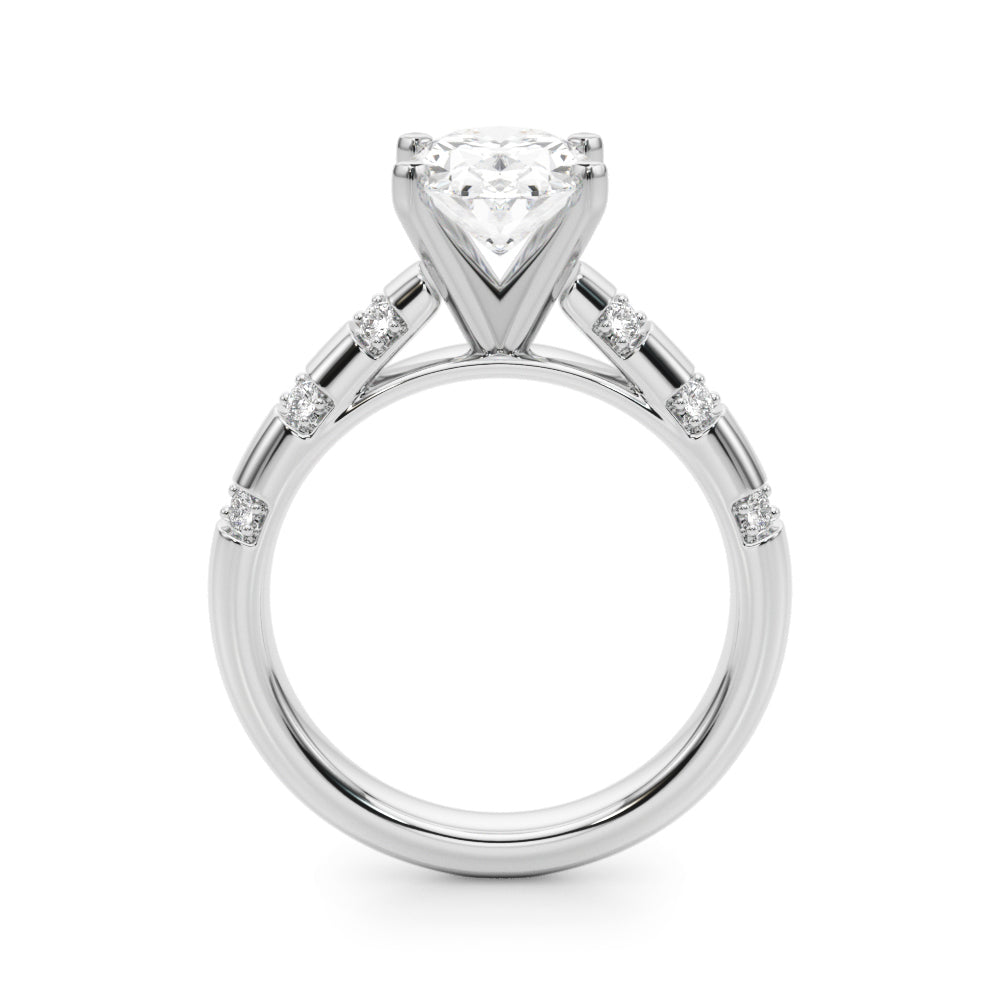 Artisan Sidestone Round Diamond Engagement Ring in 10K/14K gold and platinum with certified lab-grown or natural diamonds