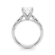 Artisan Sidestone Round Diamond Engagement Ring in 10K/14K gold and platinum with certified lab-grown or natural diamonds