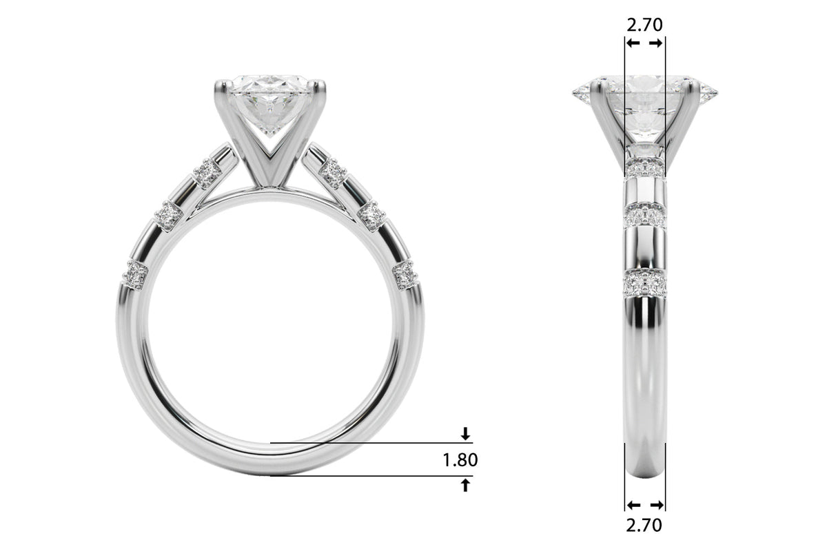 Artisan Sidestone Round Diamond Engagement Ring in 10K/14K gold and platinum with certified lab-grown or natural diamonds