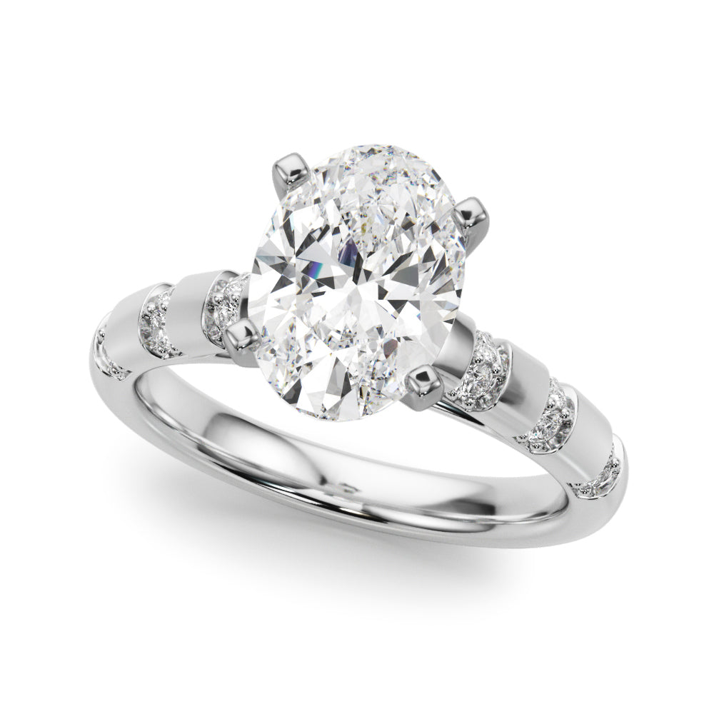 Artisan Sidestone Round Diamond Engagement Ring in 10K/14K gold and platinum with certified lab-grown or natural diamonds