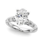 Artisan Sidestone Round Diamond Engagement Ring in 10K/14K gold and platinum with certified lab-grown or natural diamonds