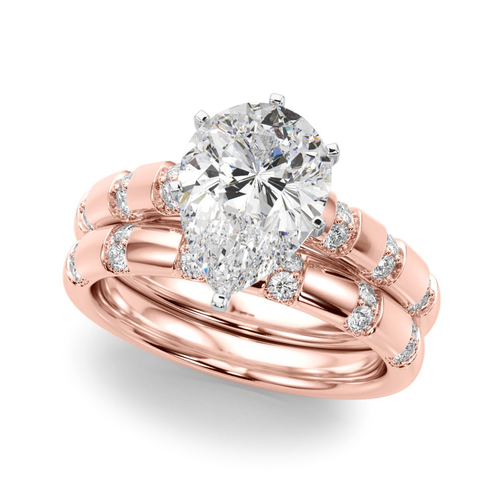 Artisan Sidestone Round Diamond Engagement Ring in 10K/14K gold and platinum with certified lab-grown or natural diamonds