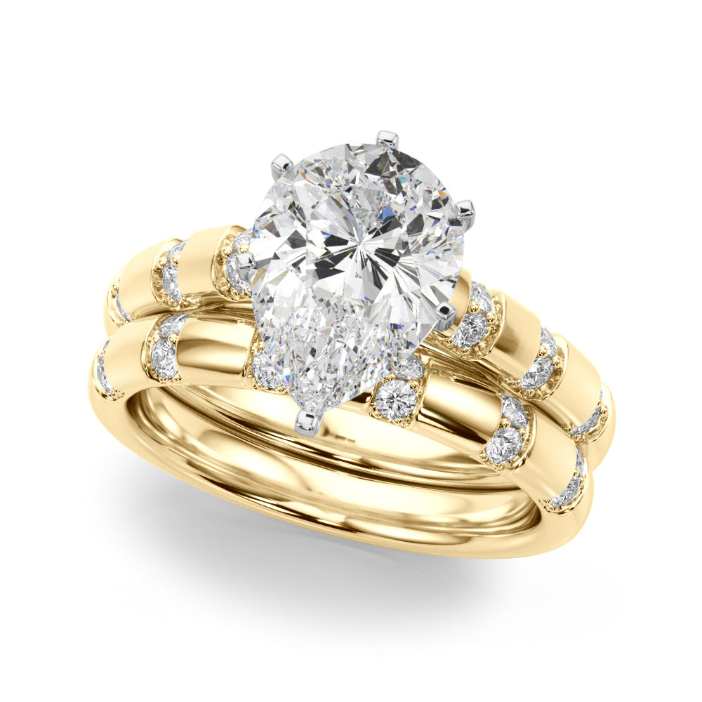 Artisan Sidestone Round Diamond Engagement Ring in 10K/14K gold and platinum with certified lab-grown or natural diamonds