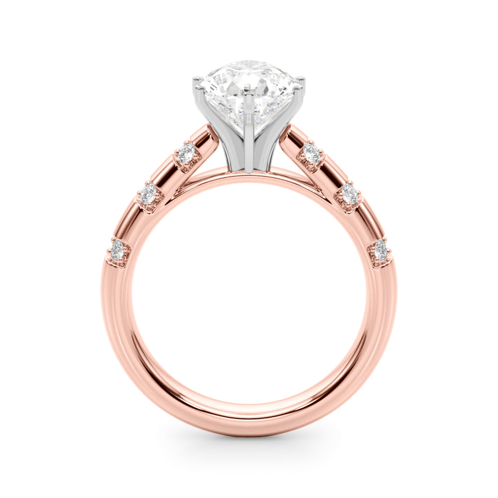 Artisan Sidestone Round Diamond Engagement Ring in 10K/14K gold and platinum with certified lab-grown or natural diamonds