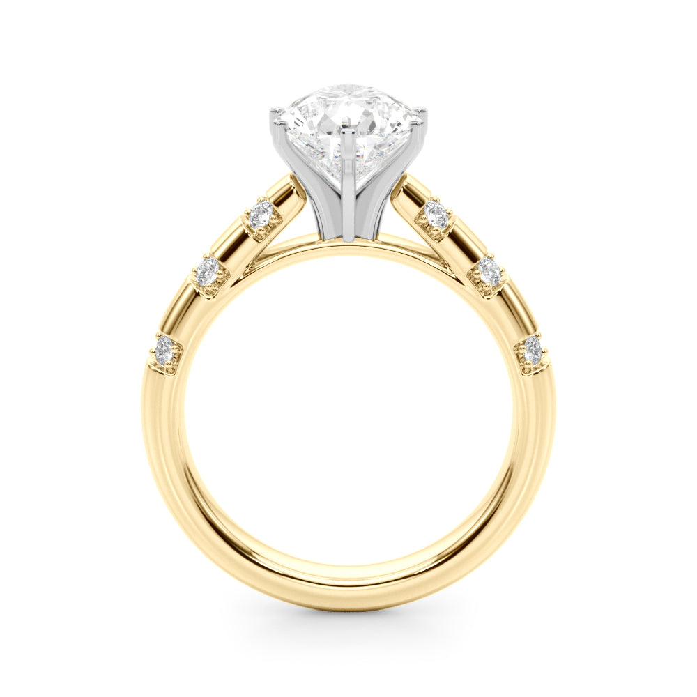 Artisan Sidestone Round Diamond Engagement Ring in 10K/14K gold and platinum with certified lab-grown or natural diamonds
