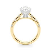 Artisan Sidestone Round Diamond Engagement Ring in 10K/14K gold and platinum with certified lab-grown or natural diamonds