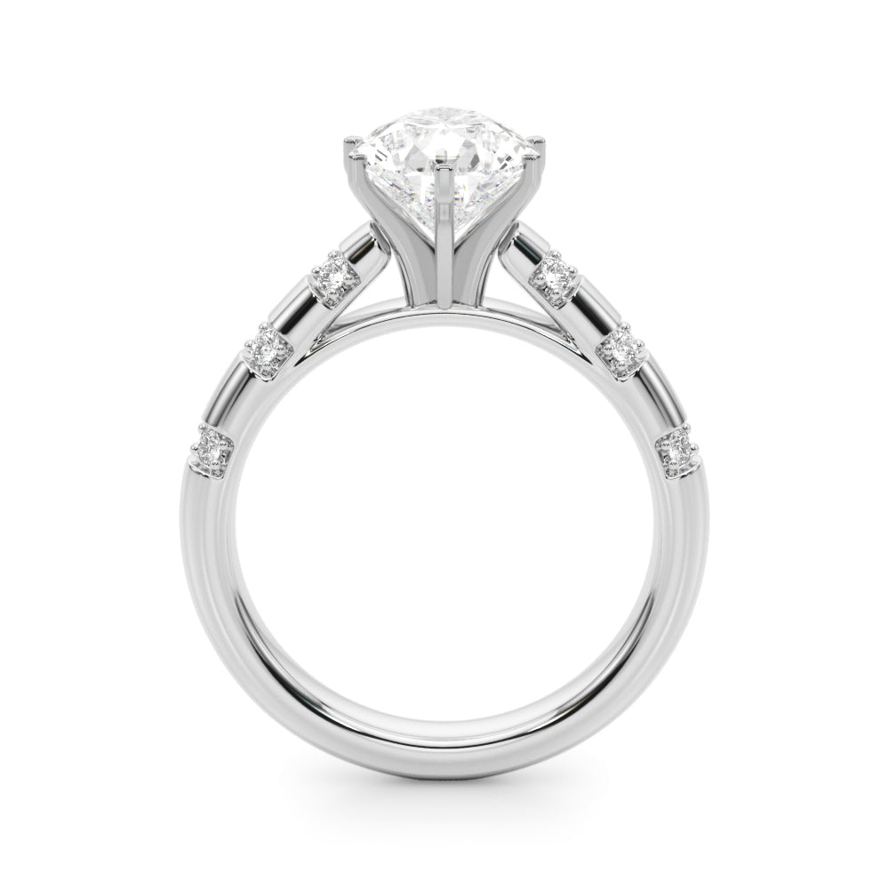 Artisan Sidestone Round Diamond Engagement Ring in 10K/14K gold and platinum with certified lab-grown or natural diamonds