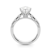 Artisan Sidestone Round Diamond Engagement Ring in 10K/14K gold and platinum with certified lab-grown or natural diamonds