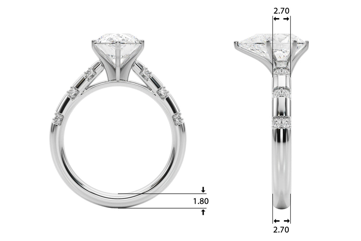 Artisan Sidestone Round Diamond Engagement Ring in 10K/14K gold and platinum with certified lab-grown or natural diamonds