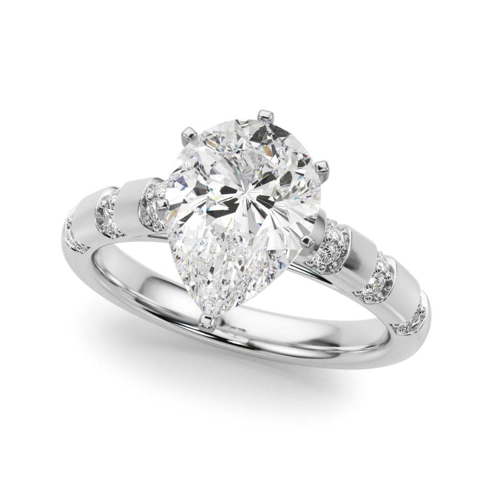 Artisan Sidestone Round Diamond Engagement Ring in 10K/14K gold and platinum with certified lab-grown or natural diamonds