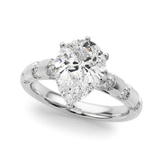 Artisan Sidestone Round Diamond Engagement Ring in 10K/14K gold and platinum with certified lab-grown or natural diamonds
