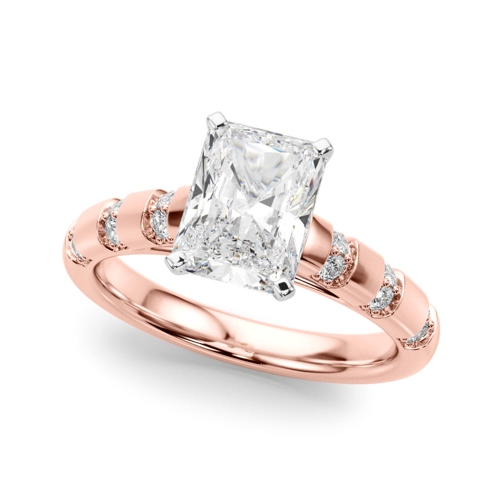 Artisan Sidestone Round Diamond Engagement Ring in 10K/14K gold and platinum with certified lab-grown or natural diamonds