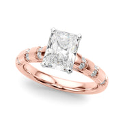 Artisan Sidestone Round Diamond Engagement Ring in 10K/14K gold and platinum with certified lab-grown or natural diamonds
