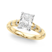 Artisan Sidestone Round Diamond Engagement Ring in 10K/14K gold and platinum with certified lab-grown or natural diamonds