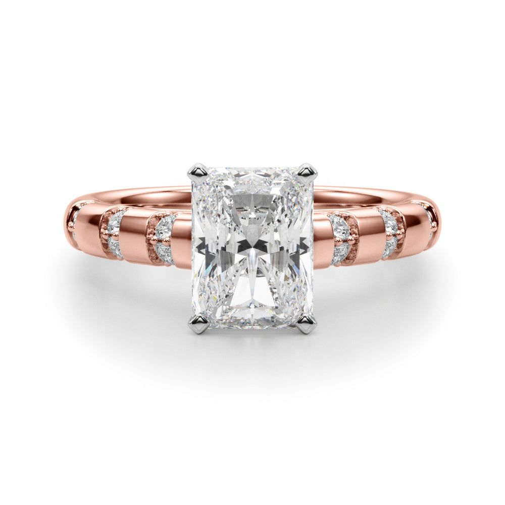 Artisan Sidestone Round Diamond Engagement Ring in 10K/14K gold and platinum with certified lab-grown or natural diamonds