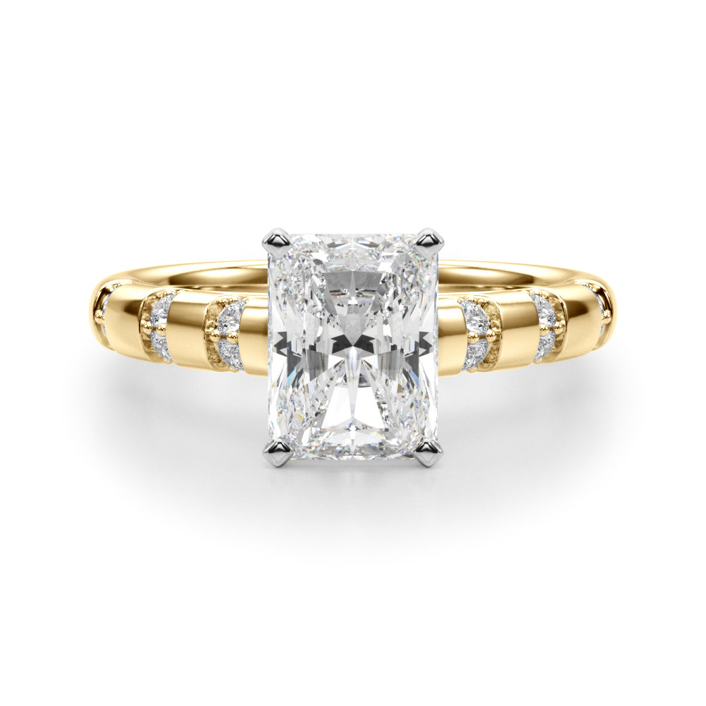 Artisan Sidestone Round Diamond Engagement Ring in 10K/14K gold and platinum with certified lab-grown or natural diamonds
