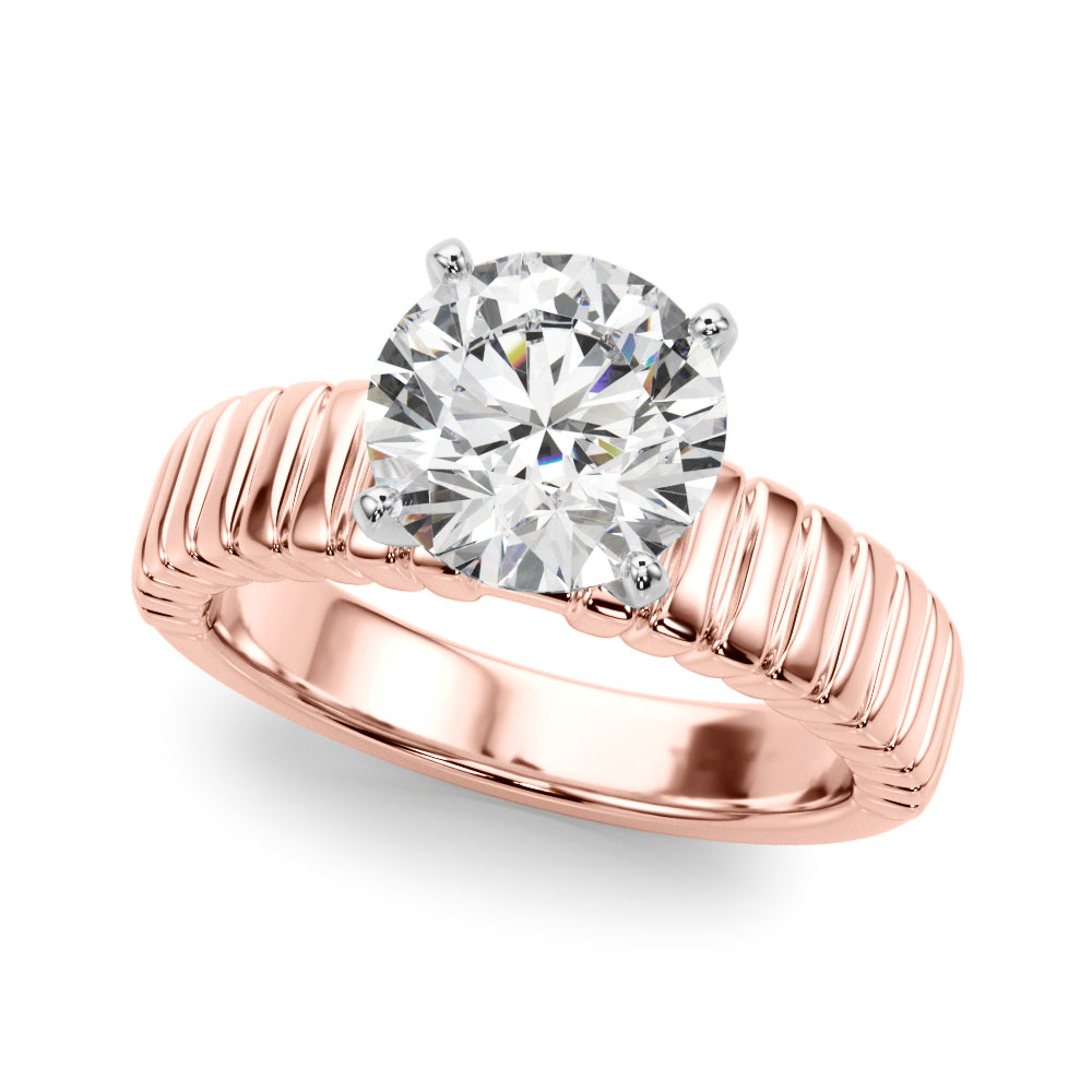 Exquisite Solitaire Round Diamond Engagement Ring in 10K/14K gold and platinum with certified lab-grown or natural diamonds
