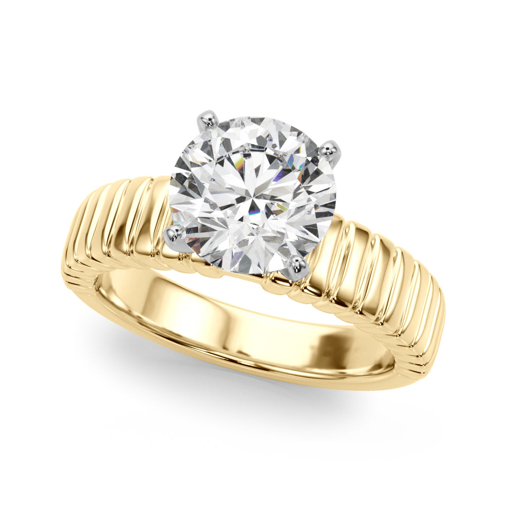 Exquisite Solitaire Round Diamond Engagement Ring in 10K/14K gold and platinum with certified lab-grown or natural diamonds