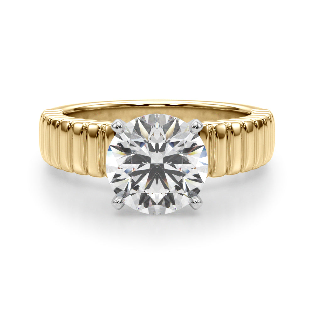 Exquisite Solitaire Round Diamond Engagement Ring in 10K/14K gold and platinum with certified lab-grown or natural diamonds