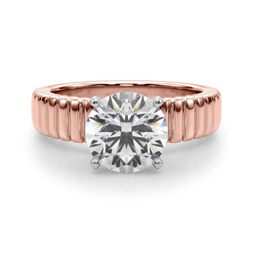 Exquisite Solitaire Round Diamond Engagement Ring in 10K/14K gold and platinum with certified lab-grown or natural diamonds