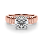 Exquisite Solitaire Round Diamond Engagement Ring in 10K/14K gold and platinum with certified lab-grown or natural diamonds