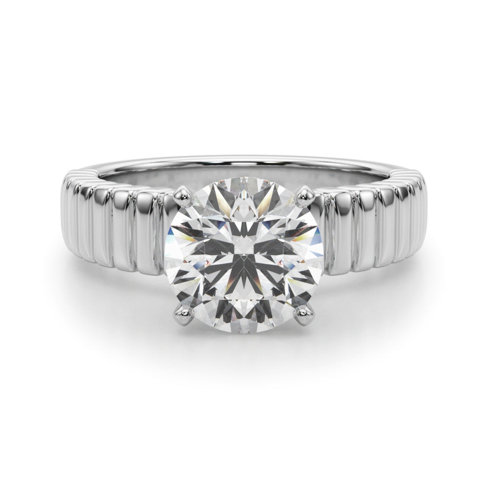 Exquisite Solitaire Round Diamond Engagement Ring in 10K/14K gold and platinum with certified lab-grown or natural diamonds