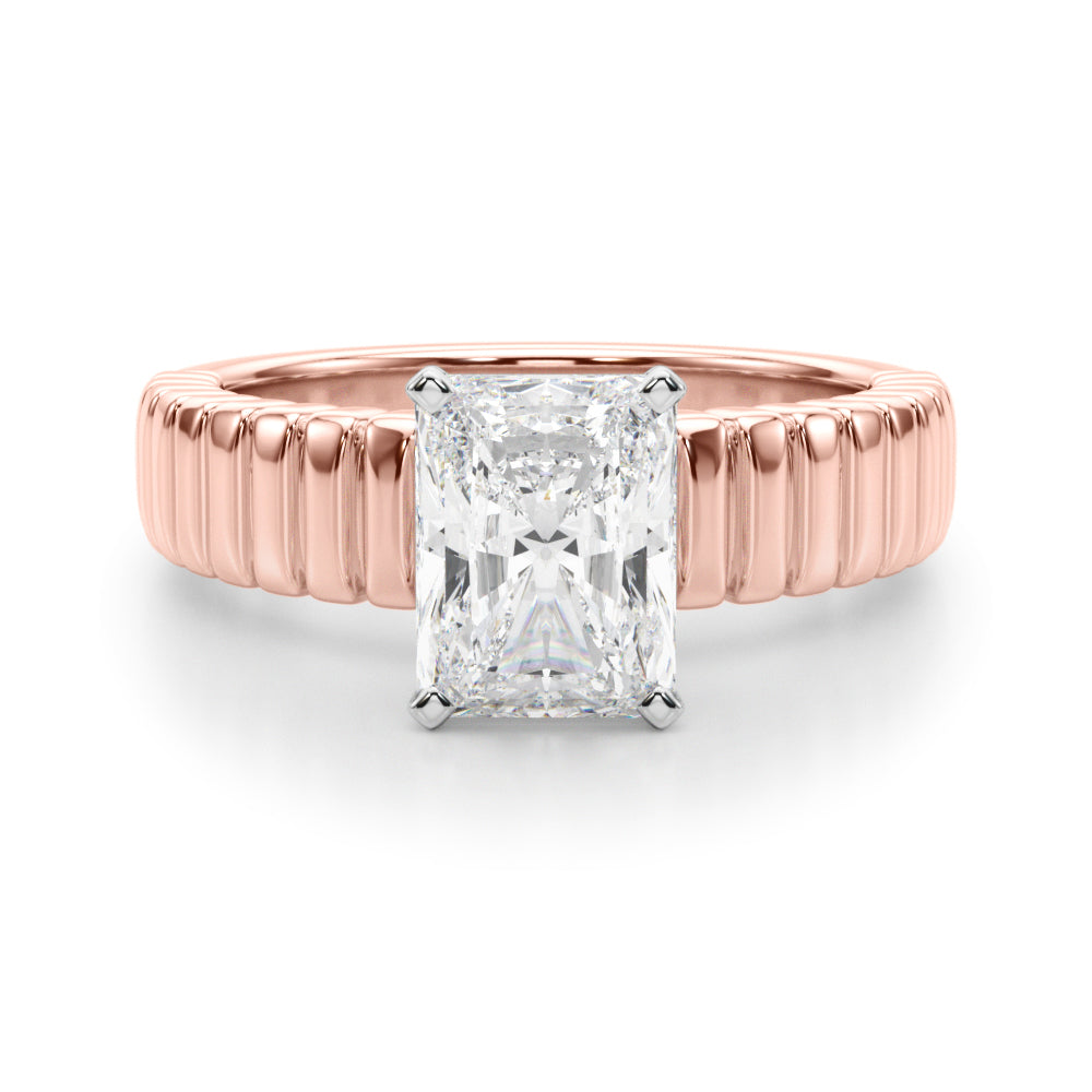 Exquisite Solitaire Round Diamond Engagement Ring in 10K/14K gold and platinum with certified lab-grown or natural diamonds