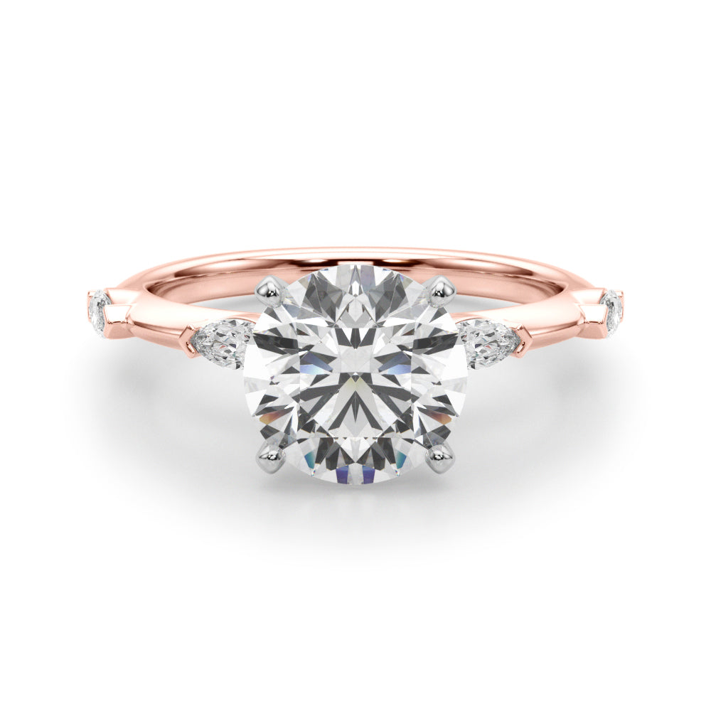 Sculpted Sidestone Marquise Diamond Engagement Ring â€” 10K/14K Gold & Platinum