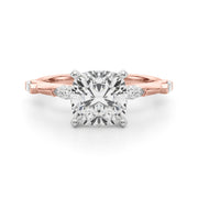 Sculpted Sidestone Marquise Diamond Engagement Ring â€” 10K/14K Gold & Platinum