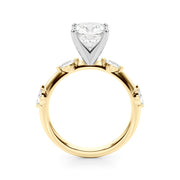 Sculpted Sidestone Marquise Diamond Engagement Ring â€” 10K/14K Gold & Platinum