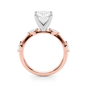 Sculpted Sidestone Marquise Diamond Engagement Ring â€” 10K/14K Gold & Platinum