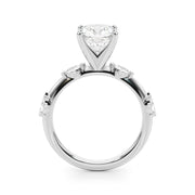 Sculpted Sidestone Marquise Diamond Engagement Ring â€” 10K/14K Gold & Platinum