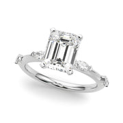 Sculpted Sidestone Marquise Diamond Engagement Ring â€” 10K/14K Gold & Platinum